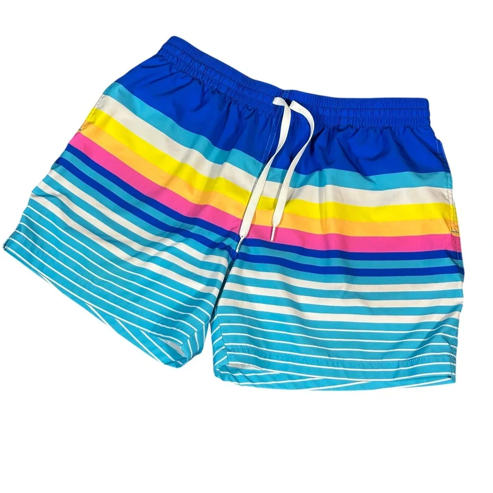 Chubbies Swim‎ Trunks Boy's XL The Newports Rainbow Striped 5.5 Inch Inseam